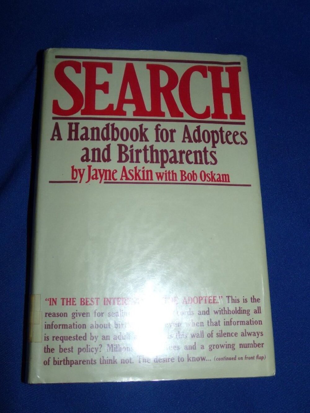 Hardcover Book -SEARCH: A Handbook for Adoptees & Birthparents by Jayne Askin